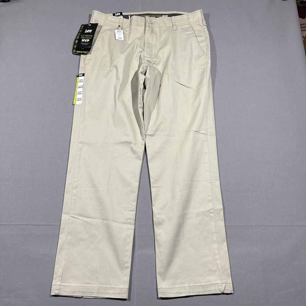 Lee Extreme Motion Khaki Pants Men’s 34x30 Straight Leg Regular Fit Pants NWT
